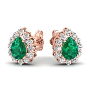 REYES Classic Design 14K Solid Gold Pear Cut 1.03Ct <b>Emerald</b> Gemstone Screw Back <b>Stud</b> <b>Earrings</b> GRA Certified Moissanite Jewelry - Product Image 5