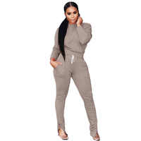 Ensemble de survêtement d'hiver personnalisé pour femme, 100% coton, grande taille, uni