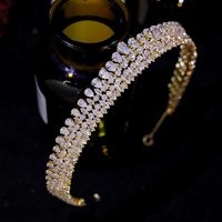 ASNORA CZ Diadèmes de luxe classiques, couronnes en zircon AAA dorées en forme de goutte d'eau, accessoires de cheveux de mariage, bijoux pour mariées et fêtes
