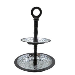 Aluminum & Iron Cake Stand <b>Mirror</b> <b>Mosaic</b> 2 Tier Cake Stand for Wedding and Birthday Handmade in Bulk - Product Image 1