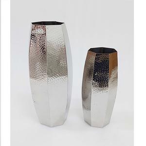 Hexagonal <b>Elegant</b> Hammered Handcrafted Silver Movable Modern Floral Theme Flower Vase Set Living Room Home Decoration Shiny - Product Image 6