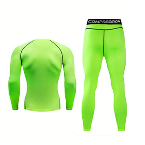 Ensemble de vêtements de sport personnalisés en polyester avec compression élastique à séchage rapide accessoires de gymnastique pour entraînement vêtements de fitness vêtements de sport pour hommes - Product Image 2