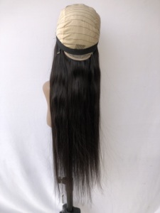 100% al por mayor, de proveedor indio, peluca de encaje transparente 5x5, cabello virgen de templo indio con doble trama, liso de 32 pulgadas, para mujeres negras - Product Image 6