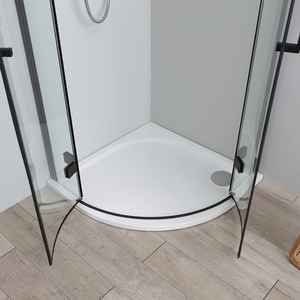 KORICINI Mampara de Ducha Esquinera Minimalista y Duradera de 80x80 con Vidrio Lion de 6mm Negro Mate Sin Perfiles - Product Image 4