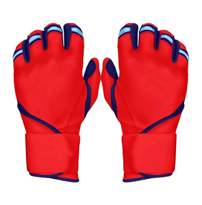 Gants de frappeurs rouges avec accents bleus, fermeture à enfiler, unisexes, pour adultes, gants d'entraînement - Product Image 1