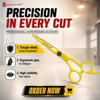 Ciseaux de barbier professionnels RK128 en acier inoxydable SUS440A, couleur personnalisée, manche ergonomique, dureté 56-58HRC, pour droitiers