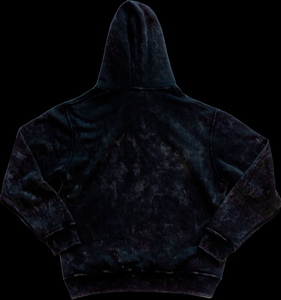Automne lourd lavé à l'acide en détresse coton éponge à capuche qualité supérieure couleur noire Techniques brodées caractéristiques teintes unies - Product Image 2