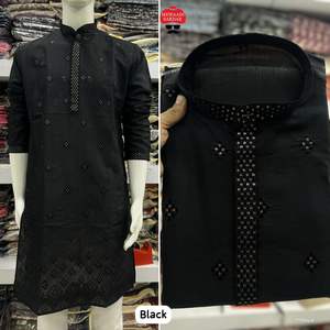 Tissu de soie jacquard avec Buti Work Kurta Payjama pour la collection homme - Product Image 5