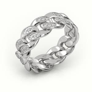 Miami 20k 14k Or blanc massif serti de diamants, chaîne cubaine pour homme, bague pour homme, tenue de soirée - Product Image 1