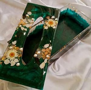 Hermosa caja de soporte de papel de seda con estampado de resina verde para comedor, cocina, dormitorio, tocadores y decoración del hogar/caja de servilletas - Product Image 4