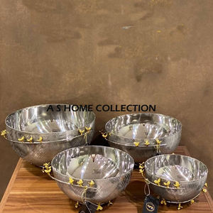 Cuenco de latón de acero inoxidable de diseño increíble y elegante, cocina decorativa, color plateado y dorado, cuenco elegante, soporte en forma de hoja - Product Image 4