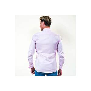 Blue 100% Cotton Elegant Satin Plain French Double <b>Cuff</b> Sleeve Button Shirt - Product Image 4