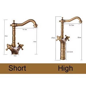Phong cách Retro đồng thau cao lưu vực Mixer tap cao bồn rửa cần cẩu cổ đồng đồng đôi xử lý Xoay vòi phòng tắm vòi - Product Image 4