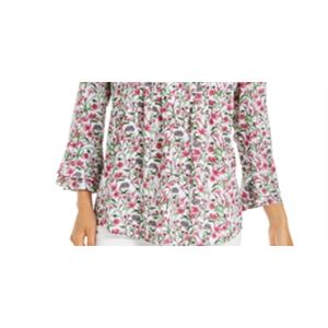 Top Plissettato con Stampa Floreale Charter Club per Donna, Taglia Unica, Drappeggiato e Arricciato, Formale, Disponibile su Ordinazione, Taglie XS S XL, Colore Bianco - Product Image 3