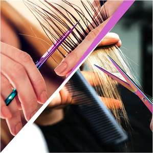 Rasoir droit coupe de cheveux salon de coiffure cisailles couleur arc-en-ciel cheveux en acier inoxydable élégant coiffeur cisailles - Product Image 5