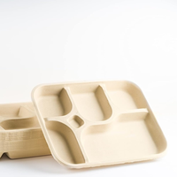 Assiettes jetables de canne à sucre blanche biodégradable 5 CP de qualité supérieure pour anniversaire à emporter