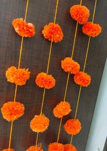 Guirnalda de flores esponjosas de caléndula de 6 pies de largo, paquete de 100 Cuerdas, ideal para bodas indias, decoración del templo Ganpati, decoraciones festivas - Product Image 6