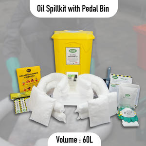 Kit para Derrames de Aceite de 60 Litros con Contenedor de Pedal – Kit Industrial para la Absorción y Limpieza de Derrames de Aceite y Gestión de Residuos - Product Image 2