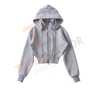 Sweat à capuche oversize personnalisé pour femme grande taille, automne-hiver, avec fermeture éclair et col rond - Product Image 3