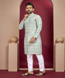 DESIGNER RAYON IMPRIMÉ NUMÉRIQUE KURTA PAYJAMA VÊTEMENT DE MARIAGE PRIX DE GROS VÊTEMENT ETHNIQUE - Product Image 1