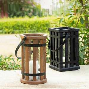 Linterna redonda de madera de calidad de exportación, portavelas decorativo con acabado marrón, Ideal para balcón, jardín y decoración del hogar a la venta - Product Image 6