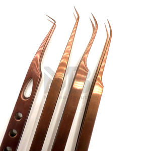 Pinzas de extensión de pestañas con logotipo de marca personalizado de acero inoxidable japonés, pinzas para pestañas recubiertas de Color Plasma de oro rosa - Product Image 5