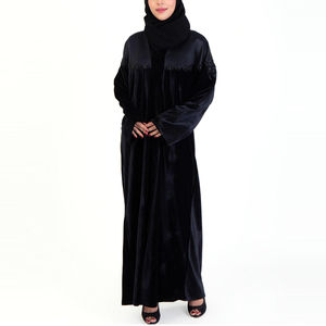 Couleur unie nouveauté style dames Abaya à manches longues robe musulmane broderie femmes Abaya en vente confortable en gros - Product Image 2