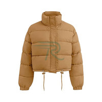 Blouson court matelassé pour femme, manteau d'automne à manches longues, chaud et rembourré, avec fermeture éclair, imperméable, en cuir, col montant en crochet