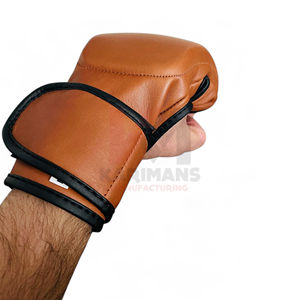 Gants de MMA professionnels rétro vintage 100% cuir de vache couleur tan pour la salle de sport, l'entraînement physique, la boxe et les balles de vitesse - Product Image 4