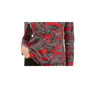Top Henley rosso da donna di Karen Scott, taglia piccola, con decorazioni a pois, top per il tempo libero - Product Image 3