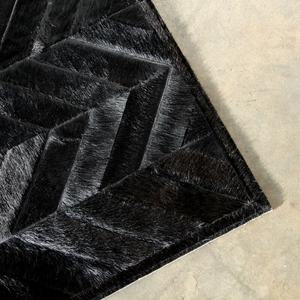 Tapis en cuir moderne fait à la main Chevron cheveux noirs tapis en peau de vache tapis imprimé Animal pour la décoration de bureau à domicile pour l'extérieur - Product Image 3