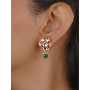 Pendientes de Oro de 14K con Baño de Oro Rosa, con Circonita y Diamantes, Estilo Lágrima y Broche, para Compromiso, TMPEAR96WP - Product Image 1