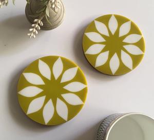 Round Geometric <b>Wood</b> Brass Coasters Set Top Quality Customize Square Round Epoxy <b>Wood</b> Resin Coaster With Holder Set - Product Image 2