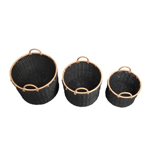 Juego de 3 cestas de ratán negro, cestas de almacenamiento hechas a mano, venta al por mayor, ecológicas, hechas en Vietnam - Product Image 6