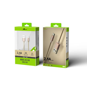 Cables y Alambres de Datos de Primera Calidad, Cable Micro Dorado de 2.4A y 2 Metros CB-245 para Teléfono - Product Image 1