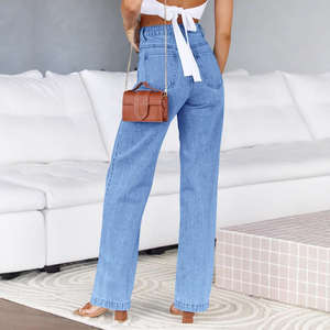 Nuevos pantalones vaqueros con logotipo personalizado, pantalones vaqueros de pierna ancha, pantalones callejeros de Hip Hop para mujer - Product Image 4