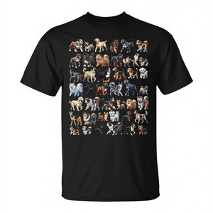 T-shirt educativa per appassionati di cani con grafico delle varie razze di cani e di diversi tipi di cani - Product Image 2