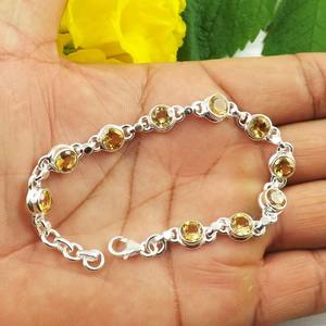 Anniversary Gift Citrine Gemstone 925 Sterling Silver Handmade Fine Silver Tennis Bracelet Jewelry Trendy Party - Product Image 5
