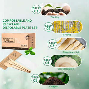 Couverts jetables pour restaurant : cuillères en bois, couteaux en bois, fourchettes et cuillères - Product Image 5