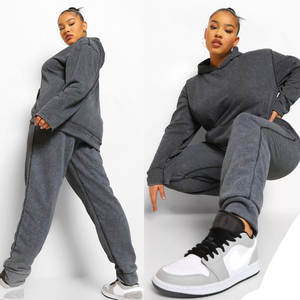 Moda Streetwear lavado ácido OEM personalizado transpirable algodón hombres chándales conjunto cremallera Sudadera con capucha con pantalones para correr - Product Image 6