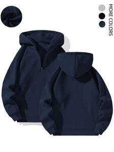 Vente en gros Logo personnalisé de haute qualité 100% coton Personnaliser 3d Embossé Épais Surdimensionné Streetwear Plain Pullover Hoodie Pour Hommes - Product Image 3