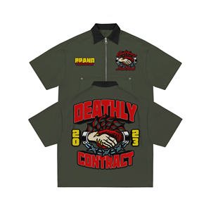 Custom 100% High Quality Screen Print Crop <b>Top</b> Boxy Cotton Streetwear Vintage <b>Zipper</b> up Men Casual Polo T-shirt - Product Image 5