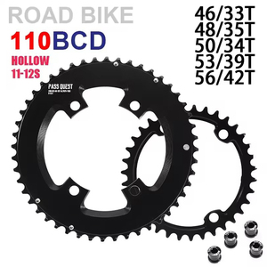 Plato de 110 BCD para Bicicleta de <span class=keywords><strong>Carretera</strong></span> <span class=keywords><strong>Shimano</strong></span> <span class=keywords><strong>105</strong></span> 5800 6800 DA9000 48/35T 50/34T 52/36T 53/39T 54/40T 2X - Product Image 5