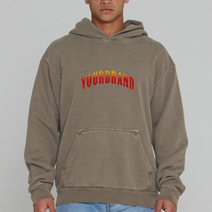 Sweat à capuche pour homme 100% coton épais et lourd éponge française de haute qualité vierge surdimensionné logo personnalisé streetwear - Product Image 1