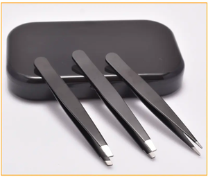 Pinzas Profesionales Inclinadas de Acero Inoxidable (3 Piezas) para Dar Forma a las Cejas, Eliminar Vello Facial Encarnado y Puntos Negros - ANAAIF ENTERPRISES - Product Image 2