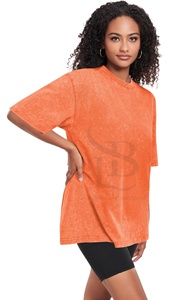 Diseño personalizado camiseta en blanco mujer Vintage manga larga desgastado lavado ácido de gran tamaño Boxy Fit camiseta transpirable OEM 2025 - Product Image 3