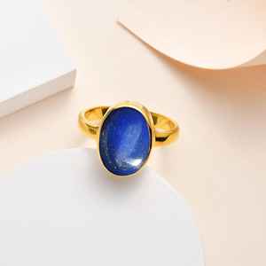 Anillo de lapislázuli hecho a mano Anillo de declaración de plata esterlina chapado en oro de 18 quilates - Product Image 6