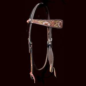 Headstall élégante en cuir de vachette usiné fleur bride de cheval occidentale de qualité supérieure, tack équestre par les exportateurs indiens - Product Image 2