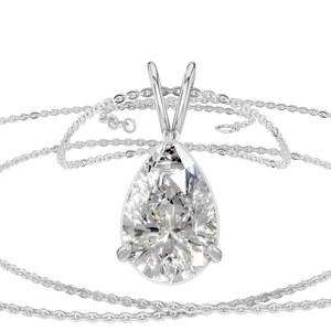 Collier pendentif féminin de luxe léger en or massif 14 carats, chaîne à maillons de qualité supérieure, forme poire, tendance, diamant Mosan - Product Image 1