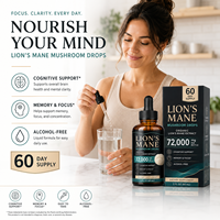Exportkwaliteit Leeuwenmanen-extract druppels 1500mg/ml met Ginkgo & Bacopa voor de VS/EU markten, niet-GMO, vegan, immuunondersteuning, groothandel